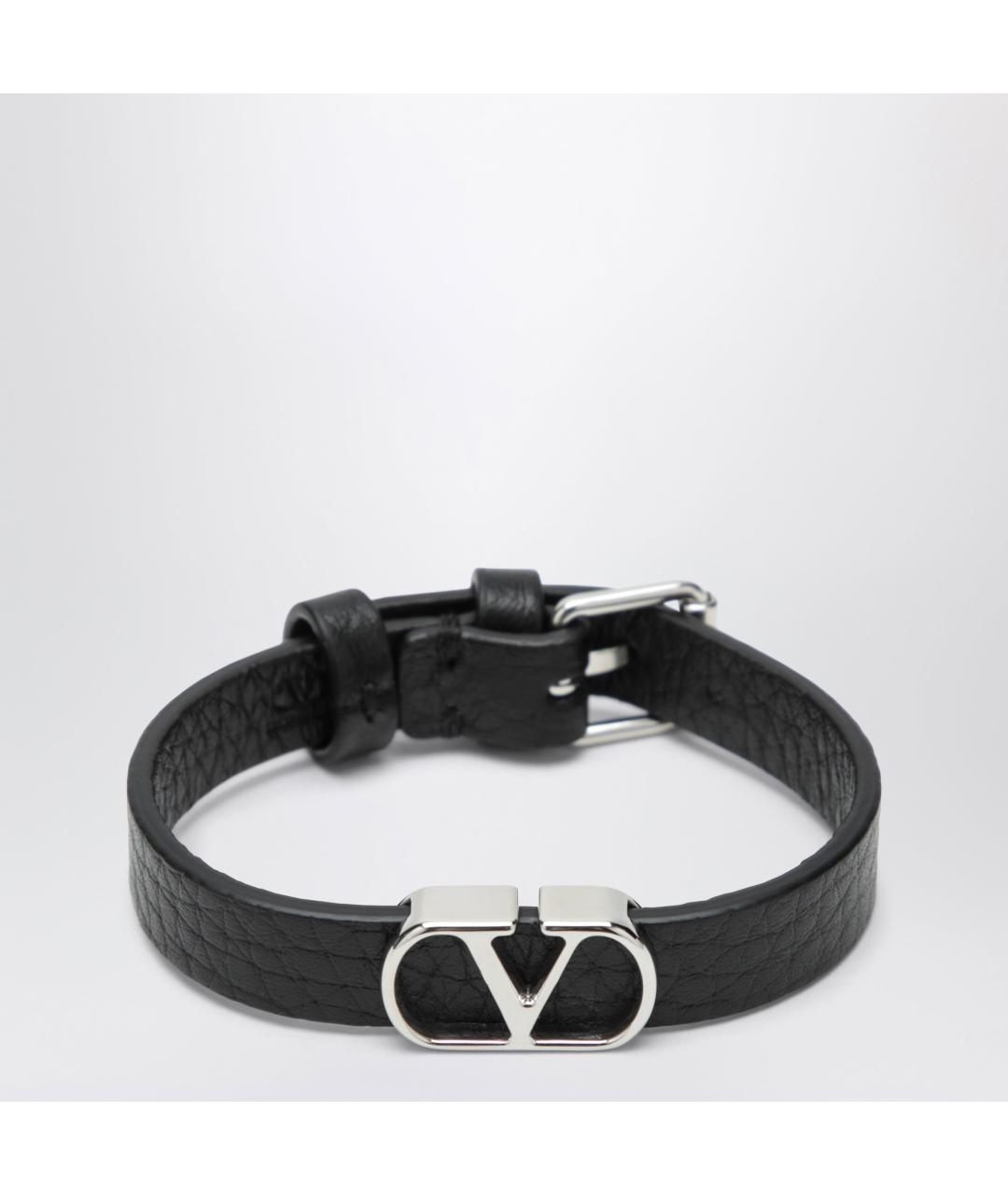 VALENTINO Черный кожаный браслет, фото 3