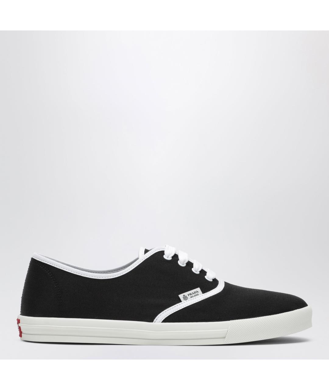 PRADA Черные текстильные низкие кроссовки / кеды, фото 3
