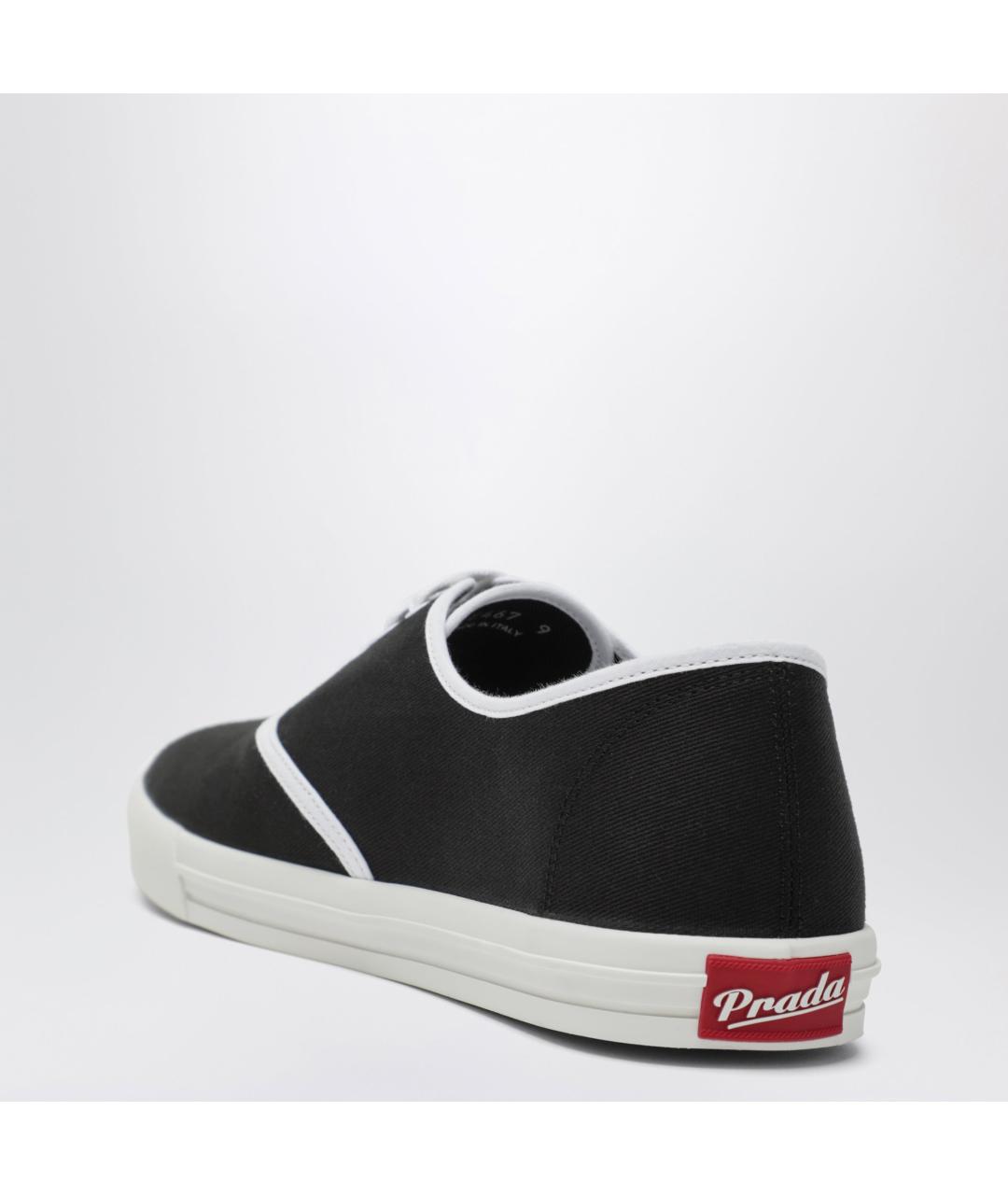 PRADA Черные текстильные низкие кроссовки / кеды, фото 2