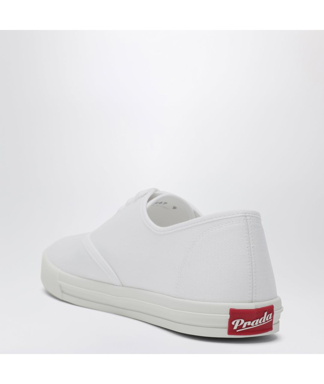 PRADA Белые текстильные низкие кроссовки / кеды, фото 2