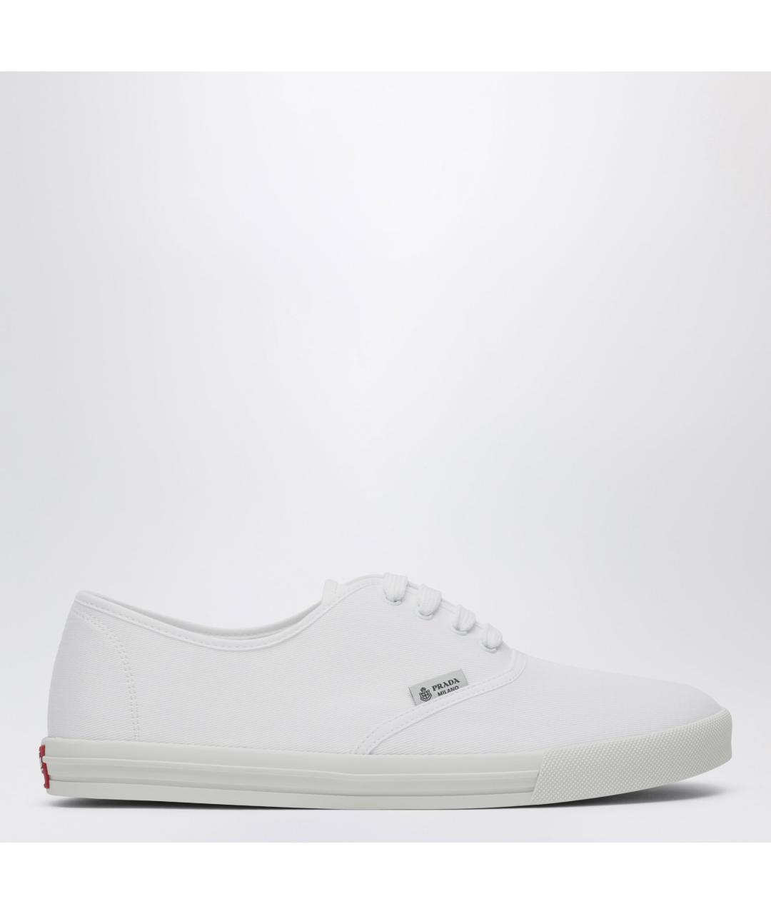 PRADA Белые текстильные низкие кроссовки / кеды, фото 3