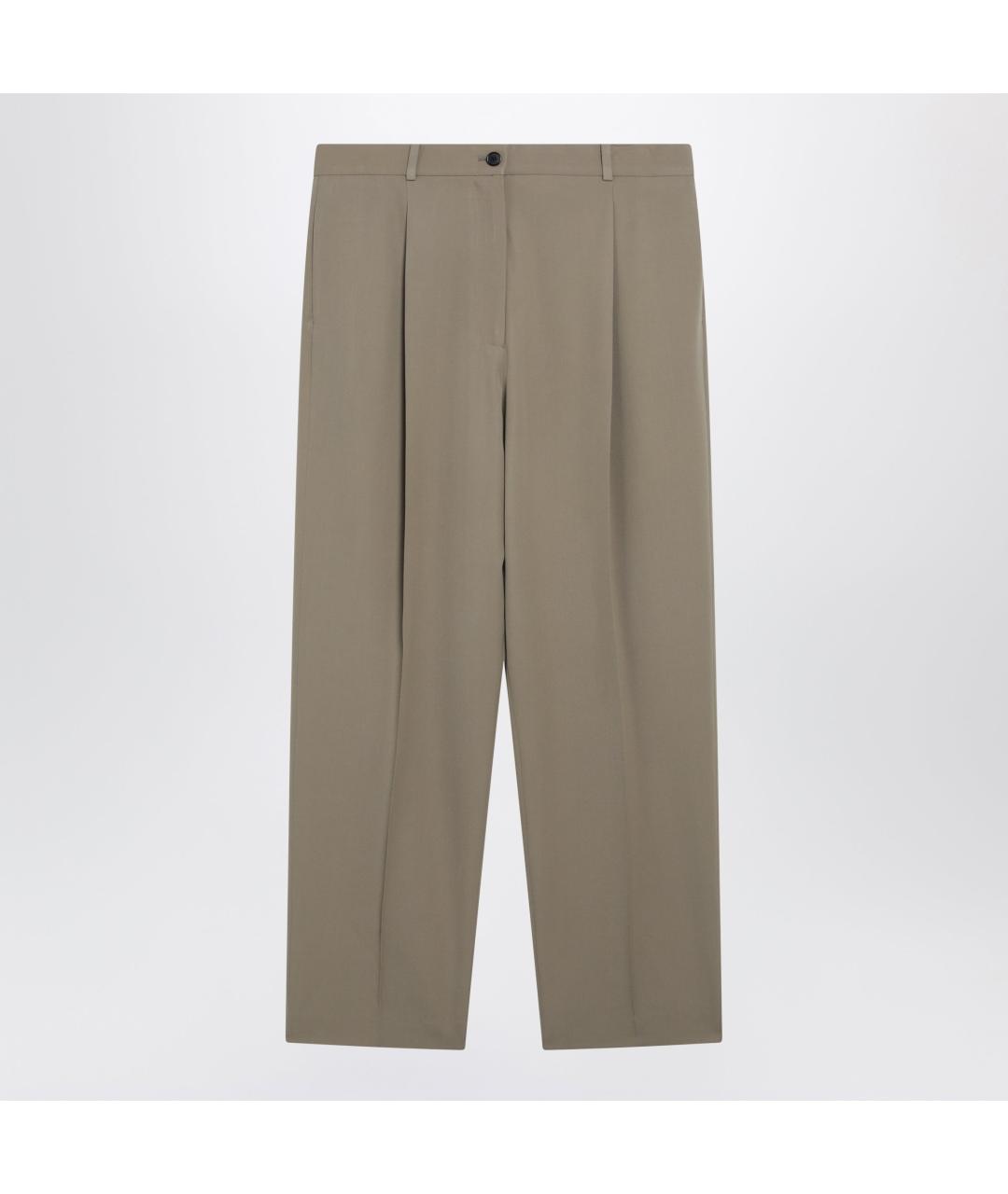 THE ROW Бежевые шерстяные прямые брюки, фото 3