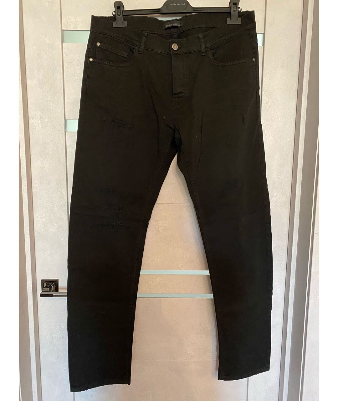 FRANKIE MORELLO Черные хлопковые прямые джинсы, фото 7