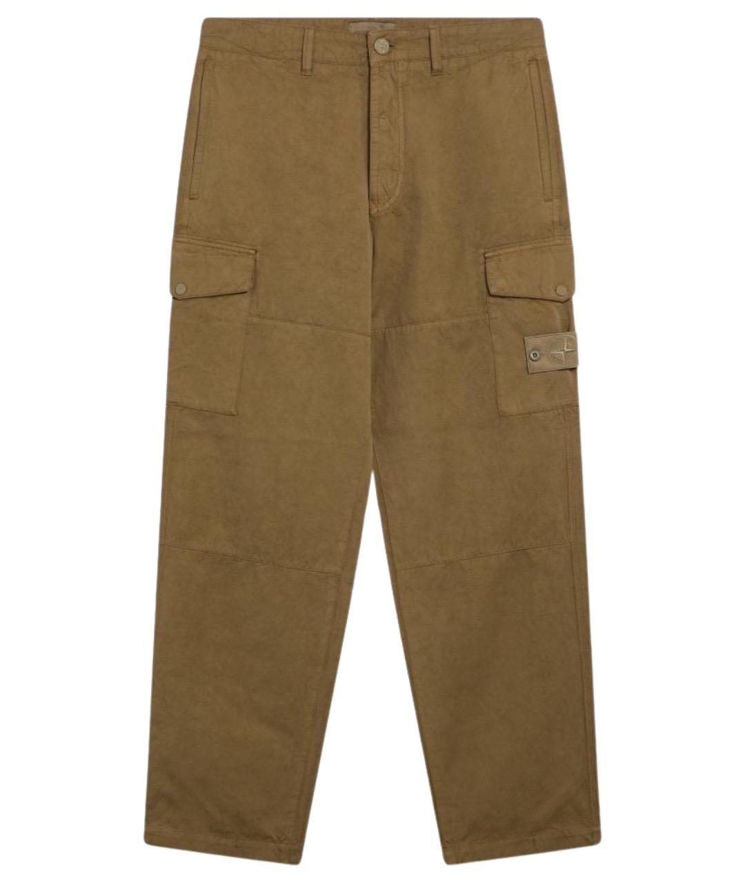 STONE ISLAND Бежевые хлопковые повседневные брюки, фото 1