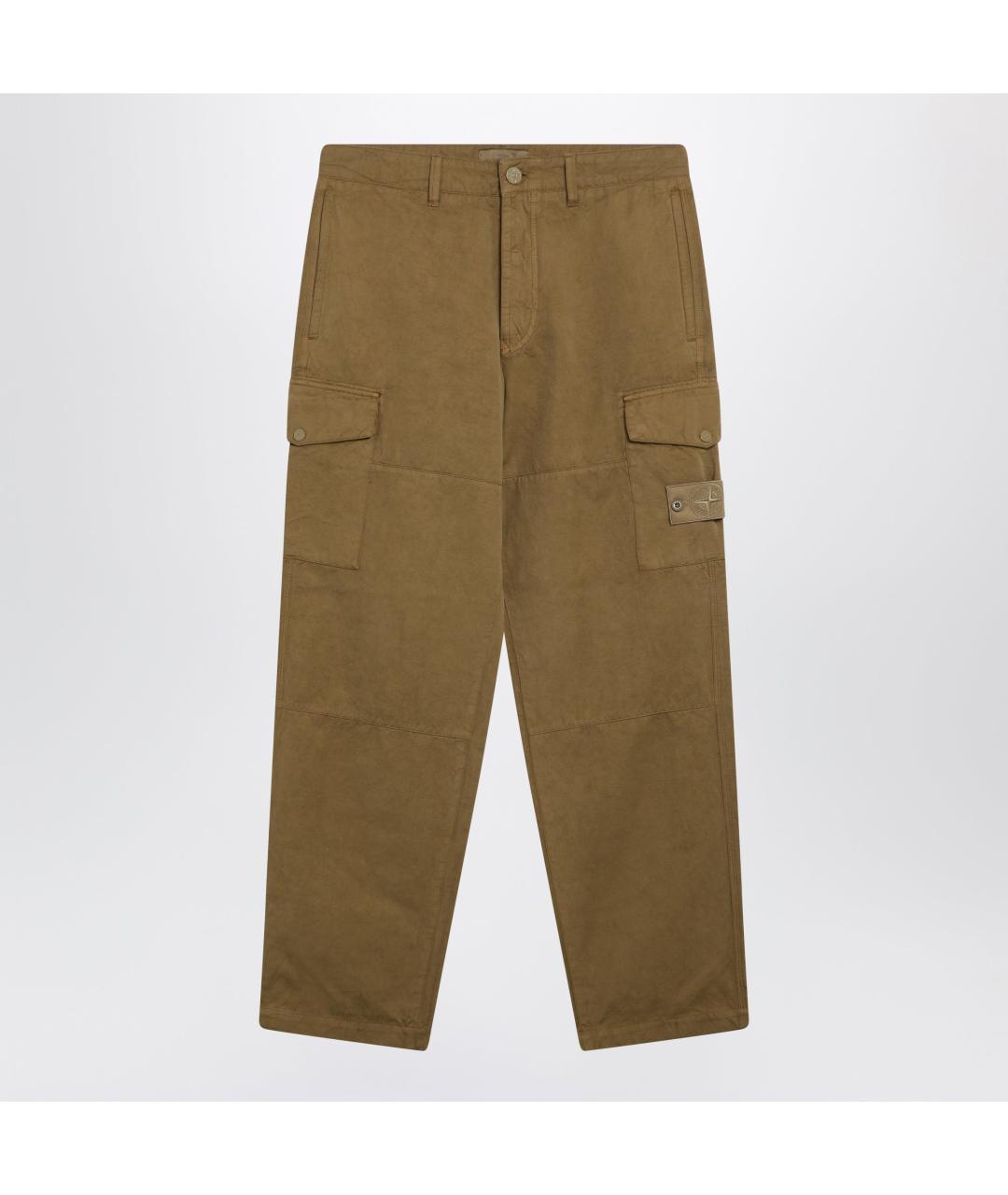 STONE ISLAND Бежевые хлопковые повседневные брюки, фото 3