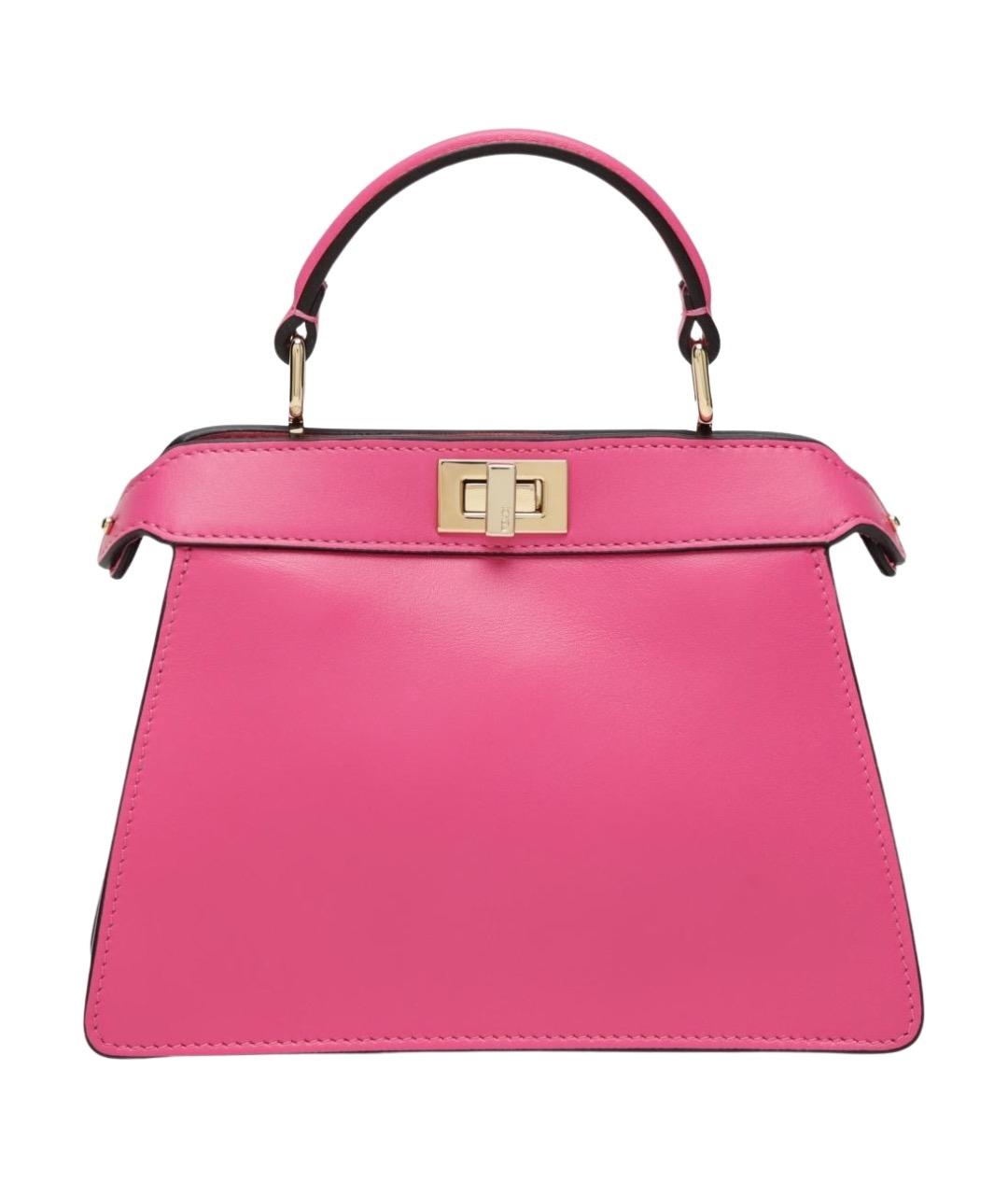 FENDI Розовая кожаная сумка с короткими ручками, фото 1