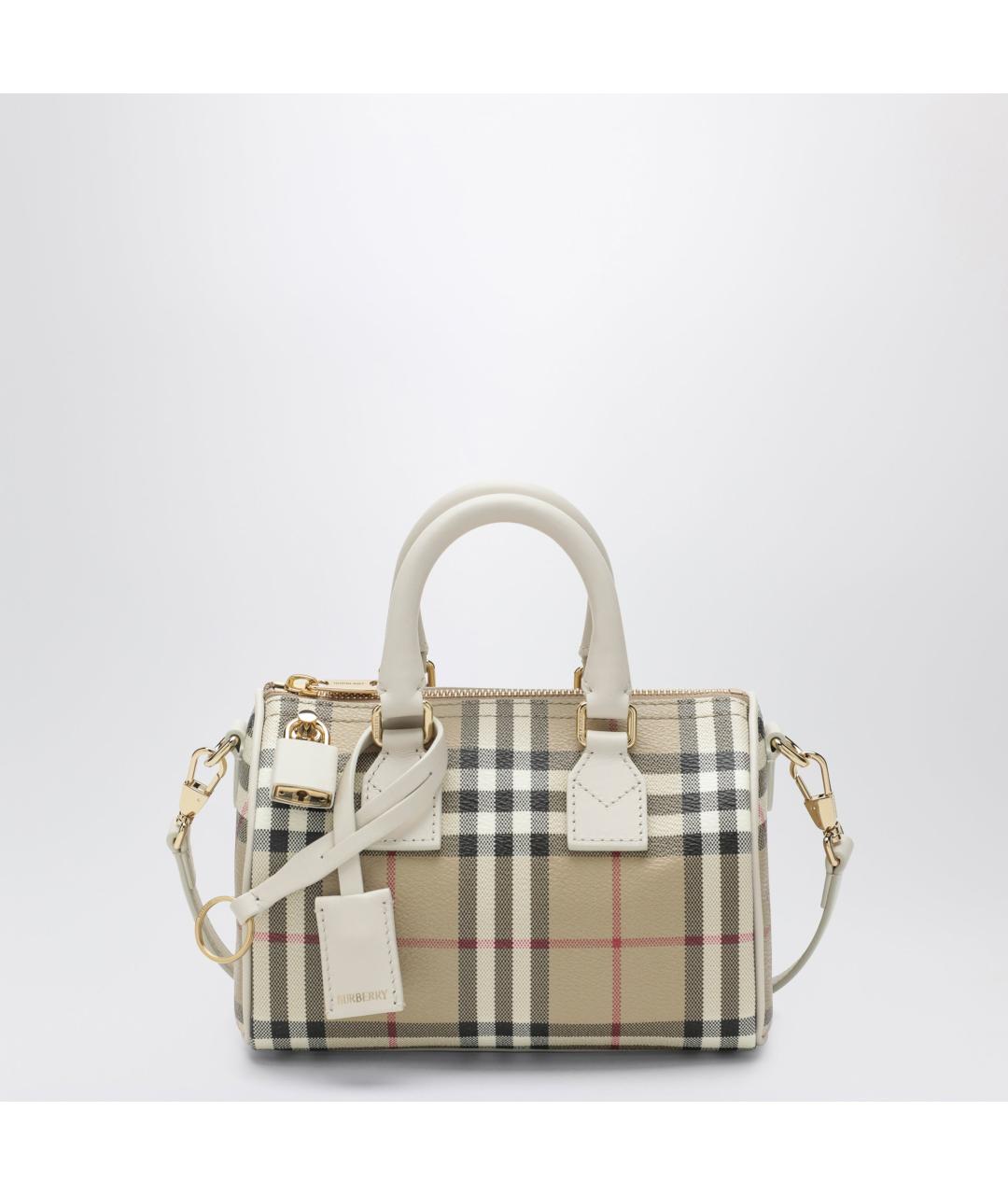 BURBERRY Бежевая хлопковая сумка с короткими ручками, фото 3