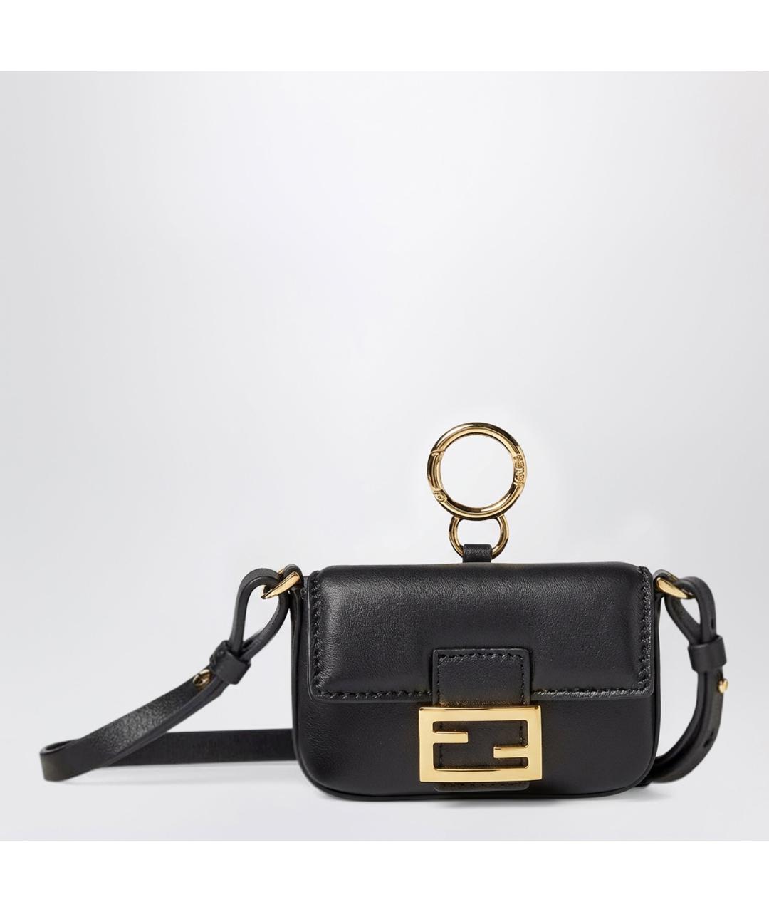 FENDI Черная кожаная сумка с короткими ручками, фото 3