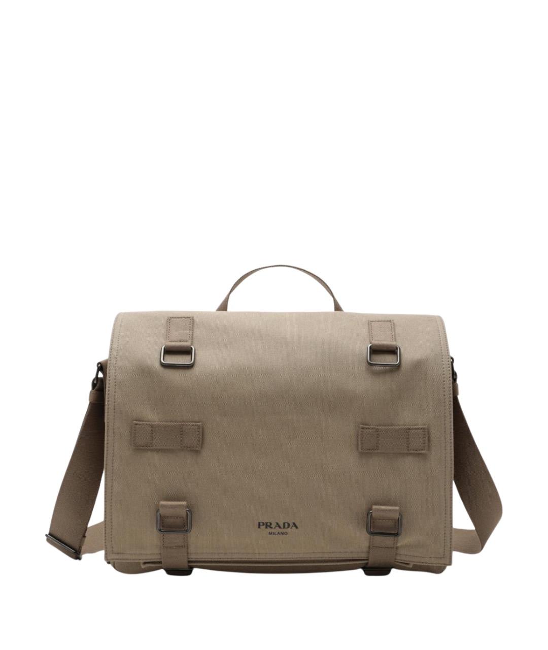 PRADA Бежевая хлопковая сумка на плечо, фото 1