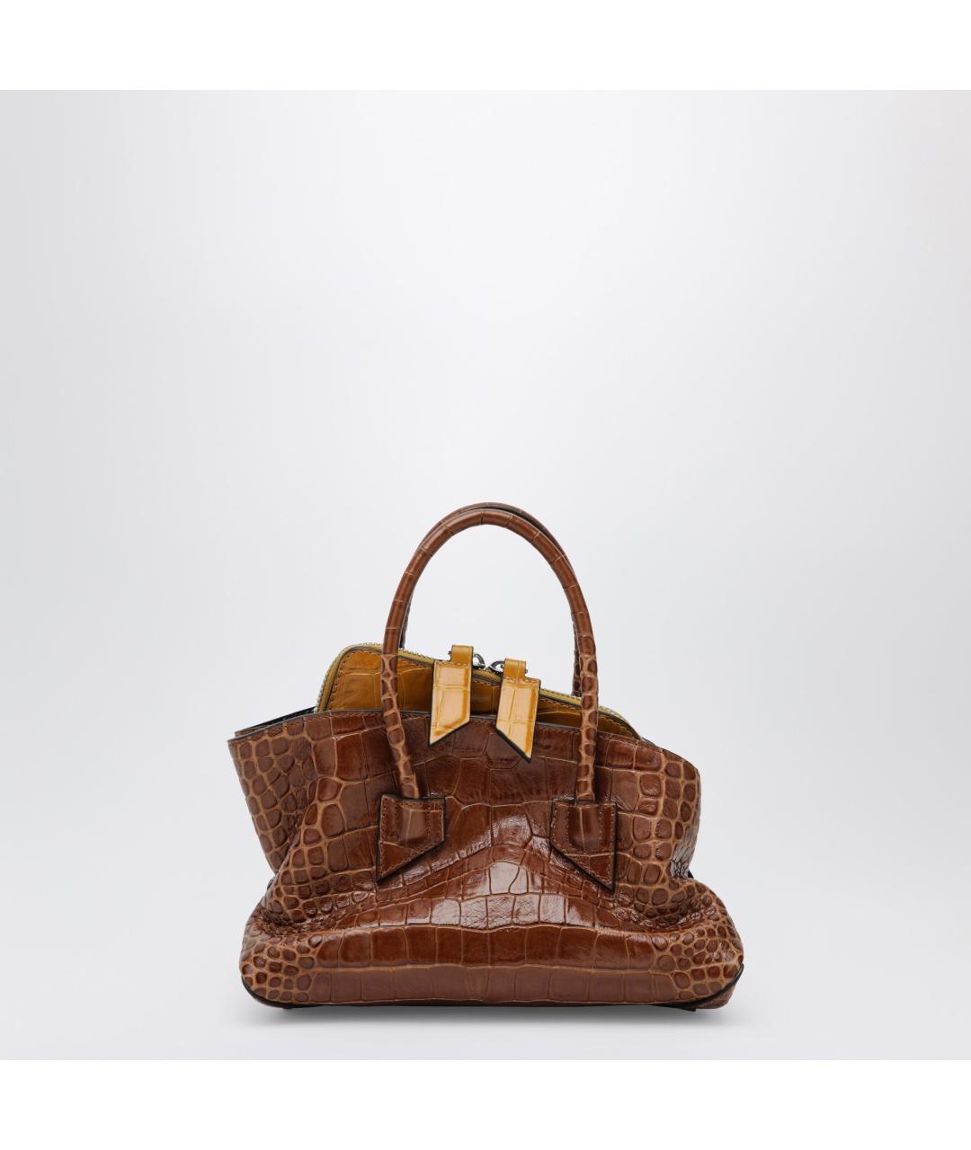 THE ATTICO Коричневая кожаная сумка с короткими ручками, фото 3