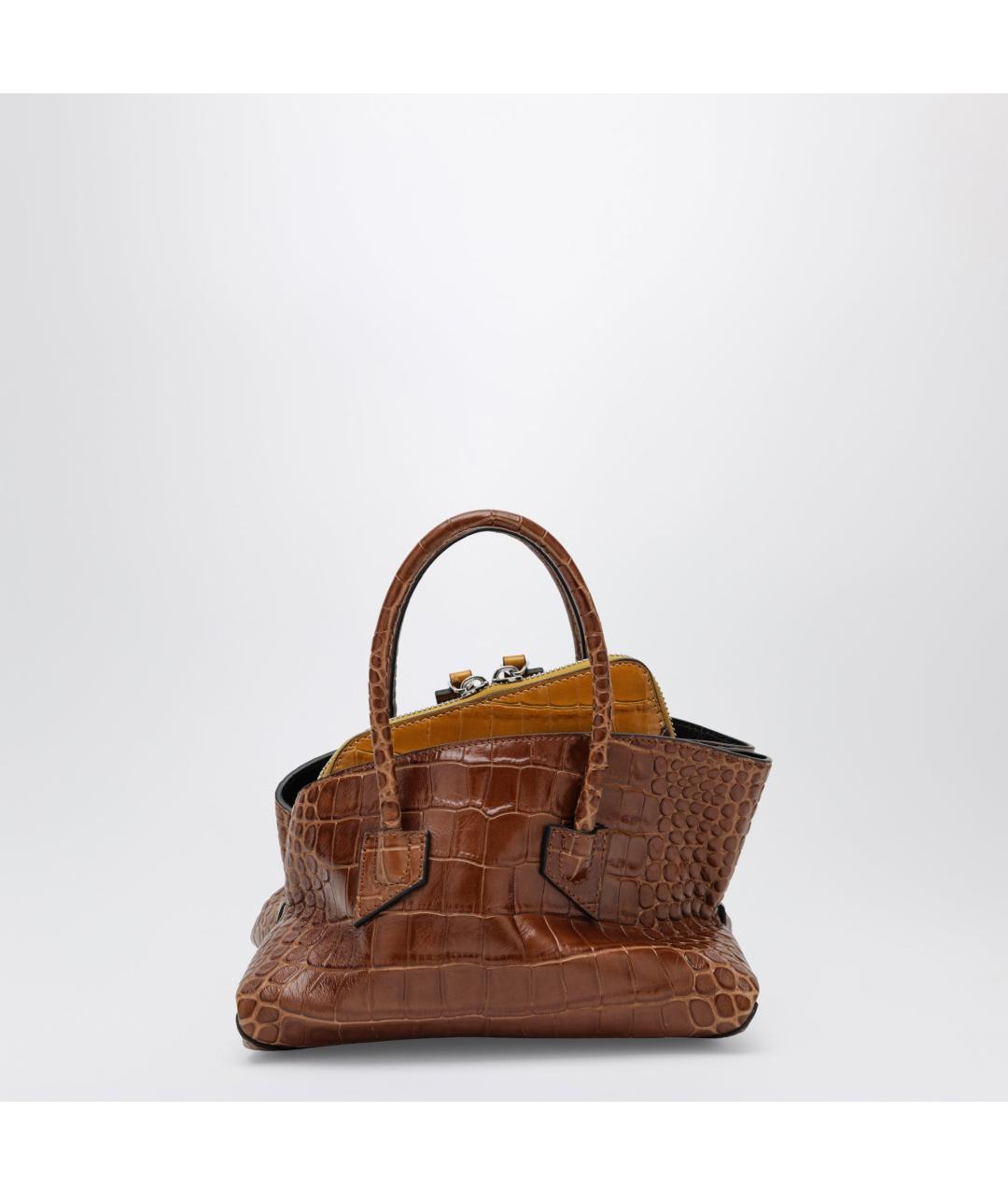 THE ATTICO Коричневая кожаная сумка с короткими ручками, фото 2