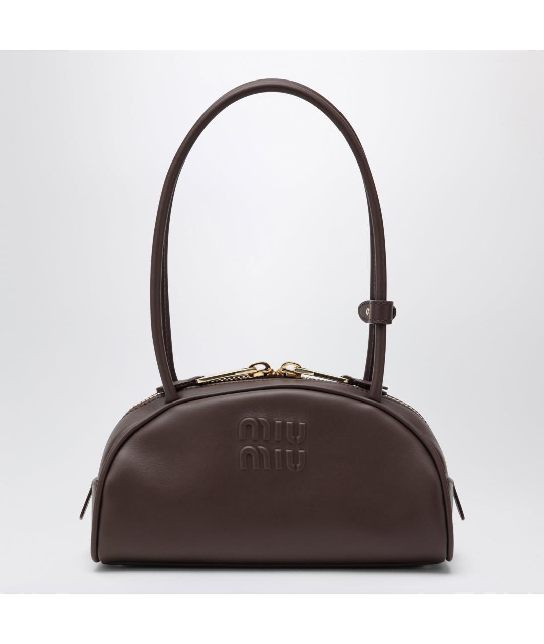 MIU MIU Коричневая кожаная сумка с короткими ручками, фото 3