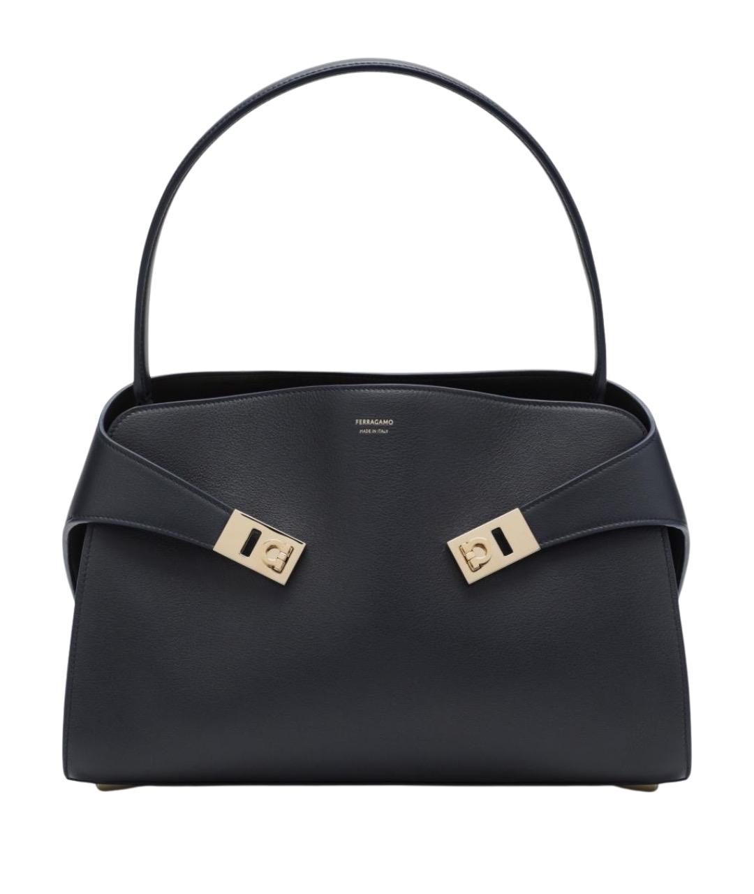 FERRAGAMO Синяя кожаная сумка с короткими ручками, фото 1
