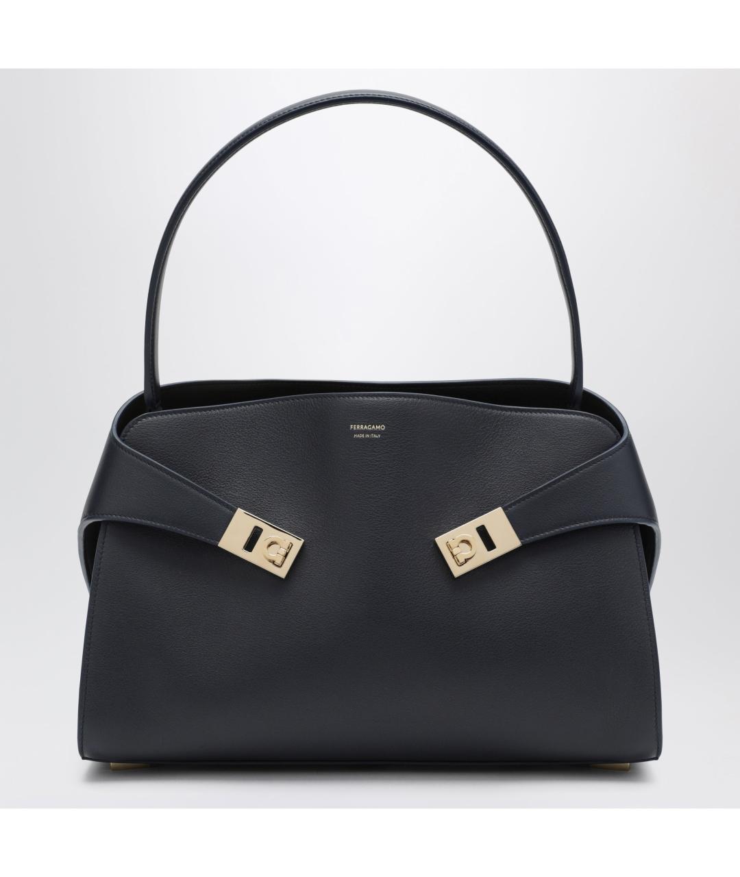 FERRAGAMO Синяя кожаная сумка с короткими ручками, фото 2