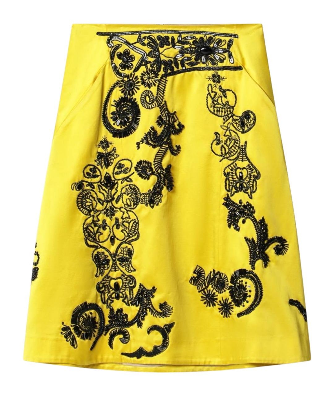 DRIES VAN NOTEN Желтая юбка миди, фото 1