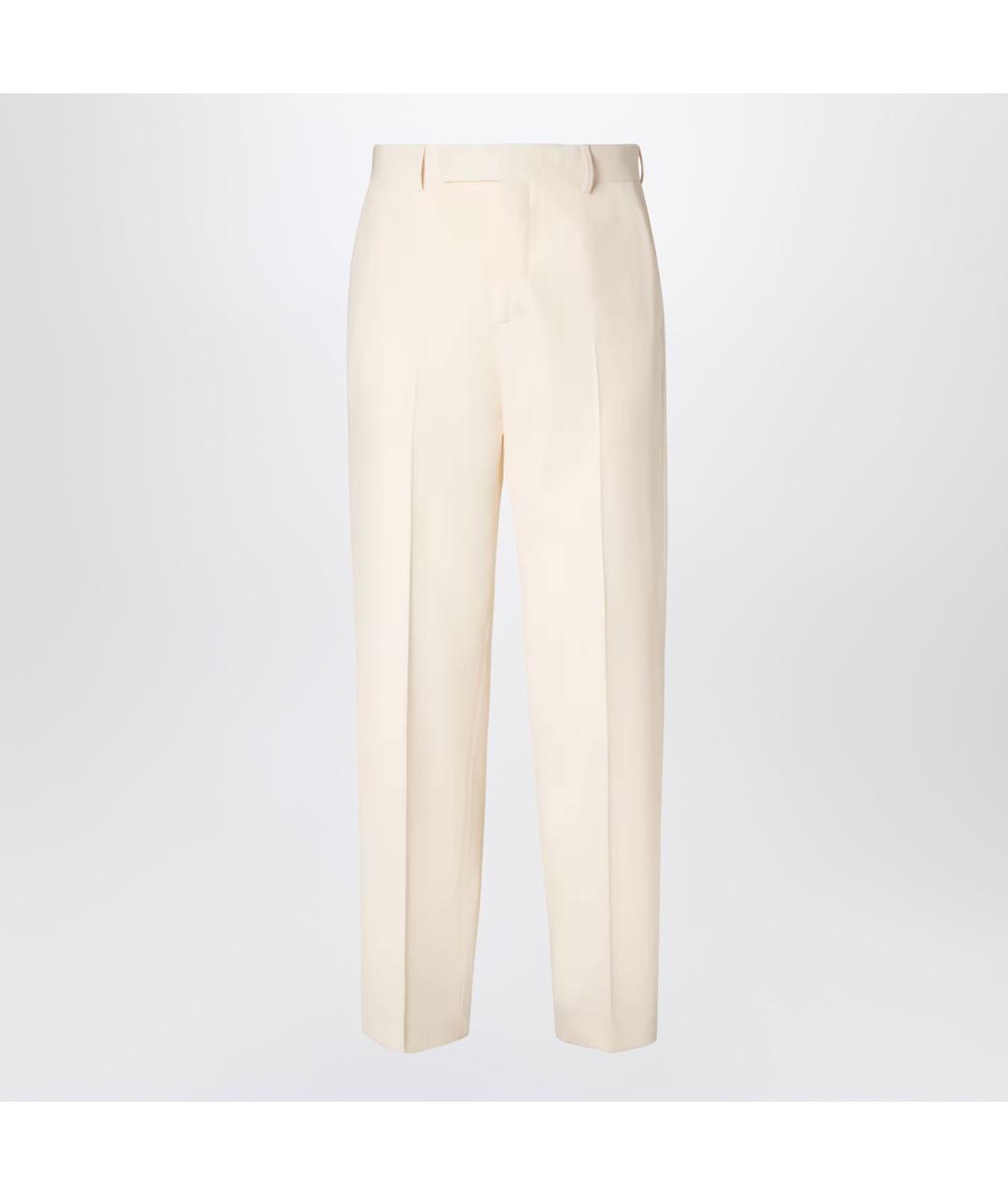 FENDI Бежевые шерстяные повседневные брюки, фото 3