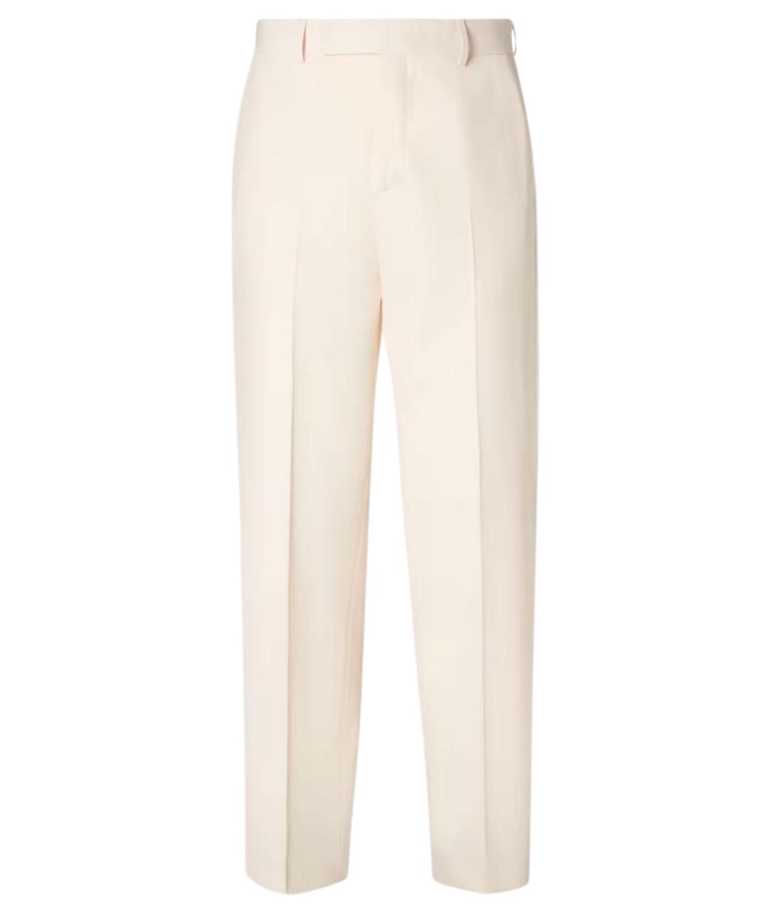 FENDI Бежевые шерстяные повседневные брюки, фото 1