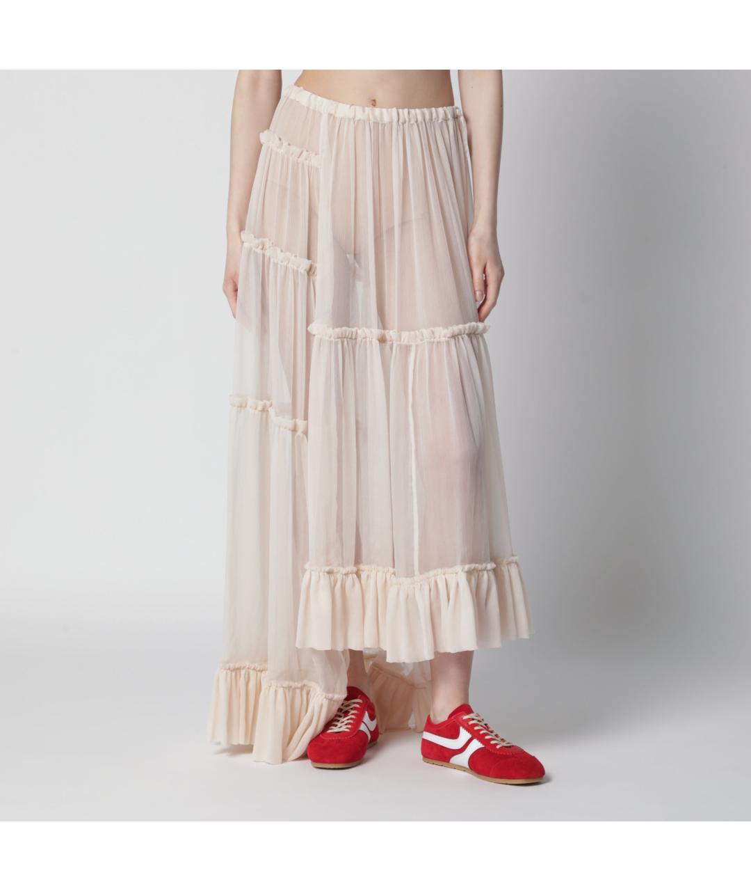 DRIES VAN NOTEN Белая шелковая юбка макси, фото 3