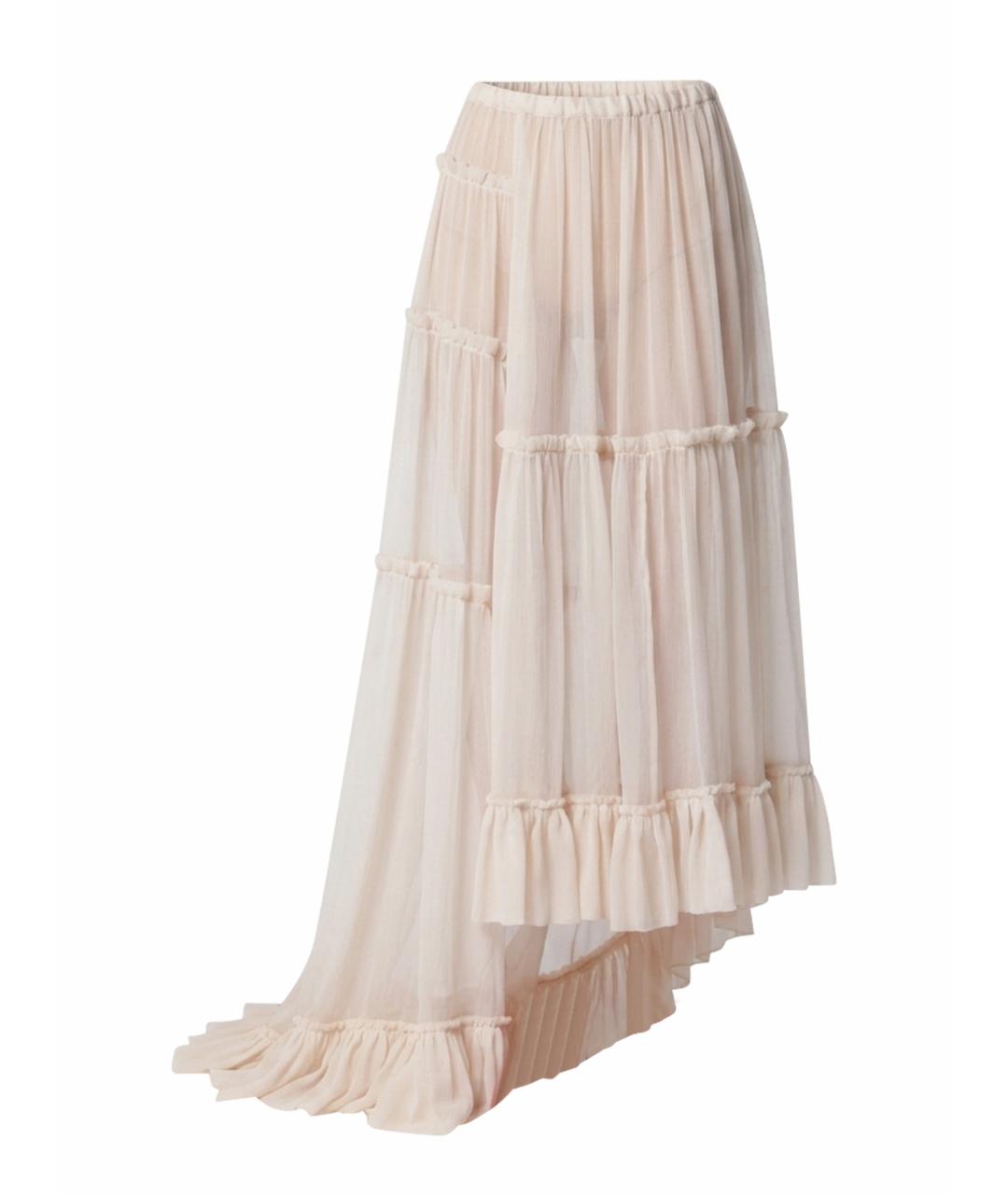 DRIES VAN NOTEN Белая шелковая юбка макси, фото 1