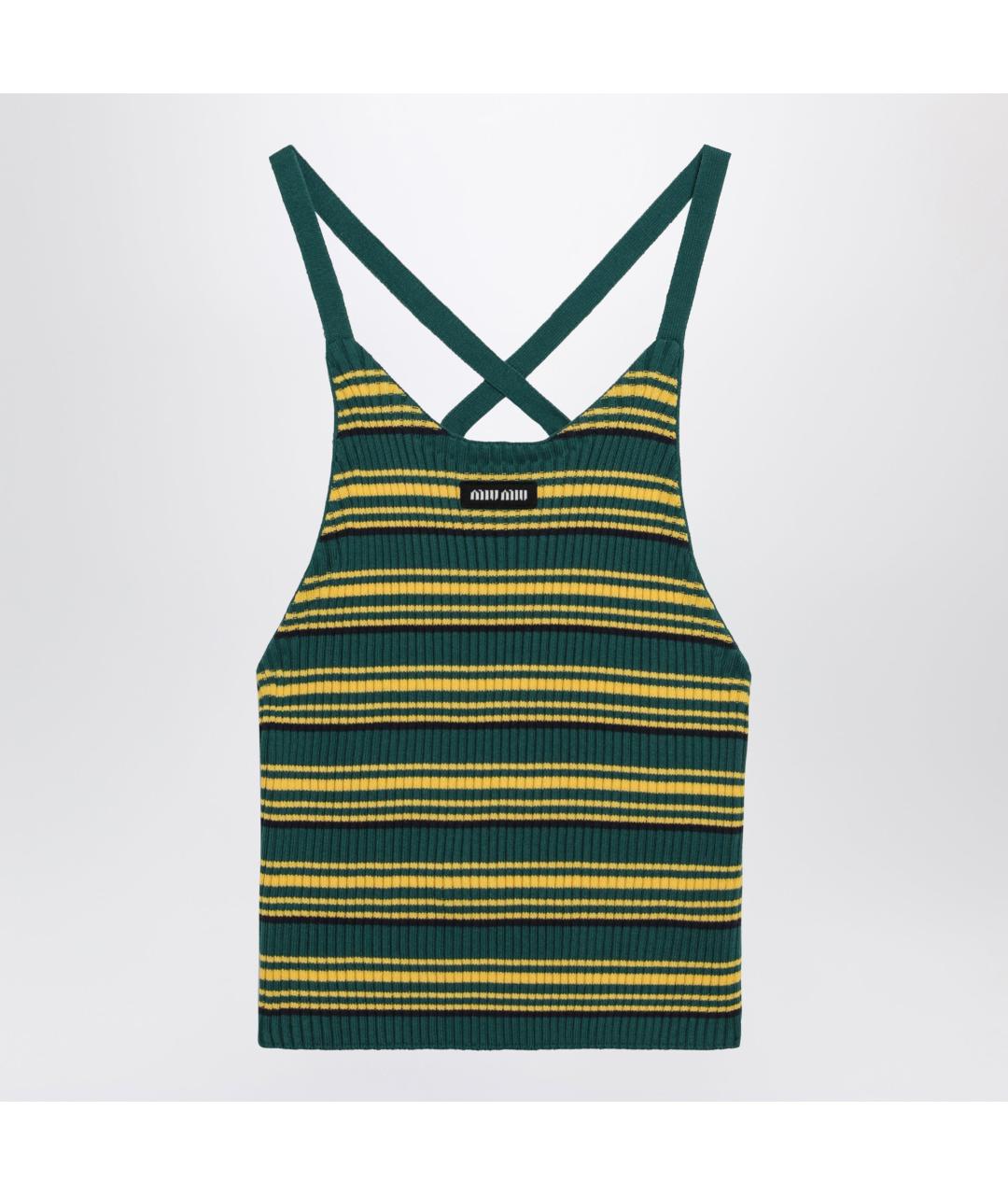 MIU MIU Зеленая хлопковая майка, фото 3