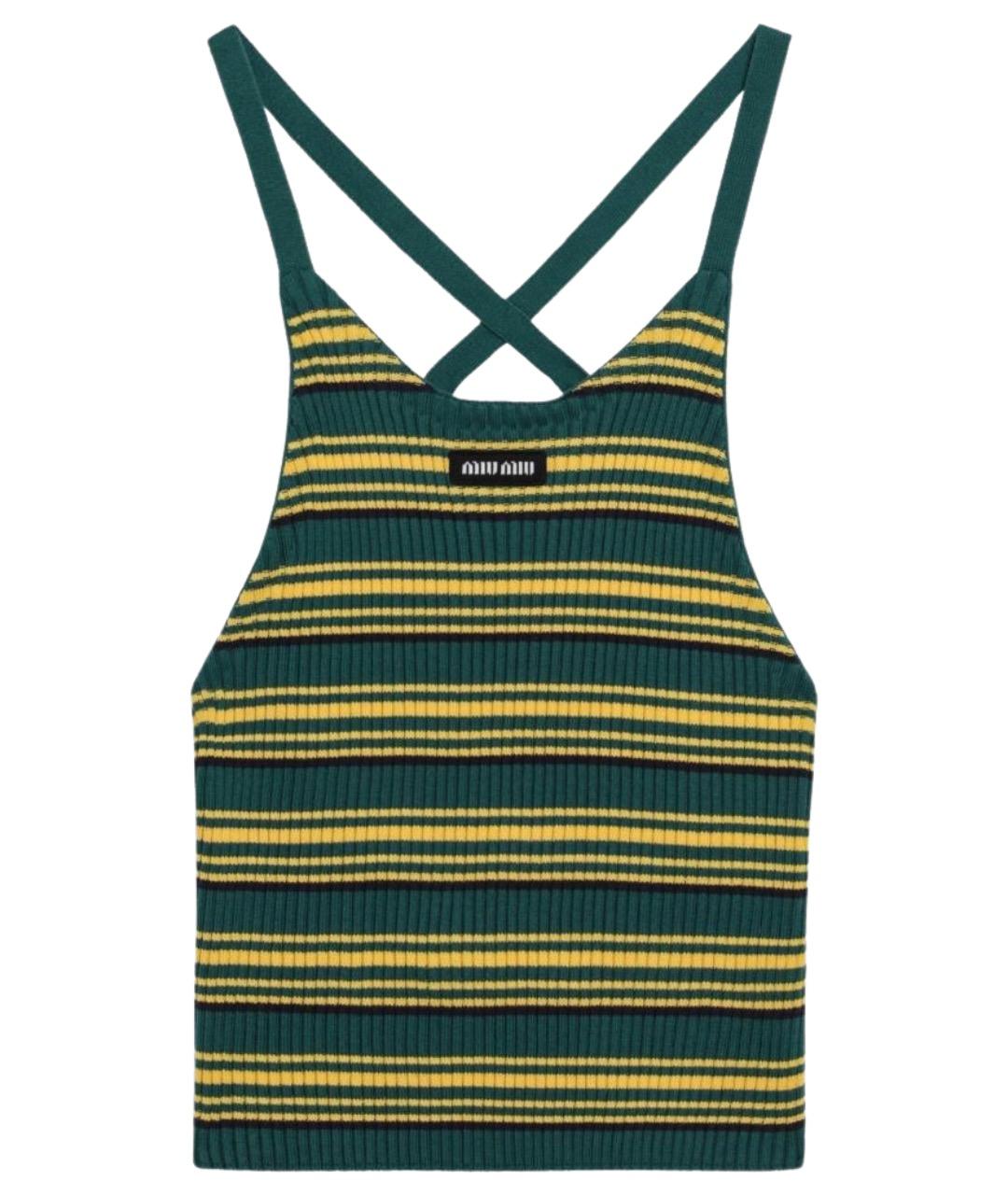 MIU MIU Зеленая хлопковая майка, фото 1