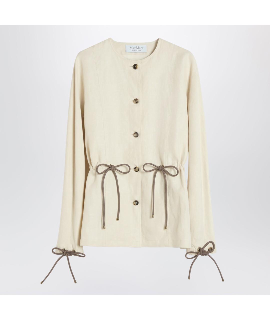 MAX MARA Бежевая льняная куртка, фото 3