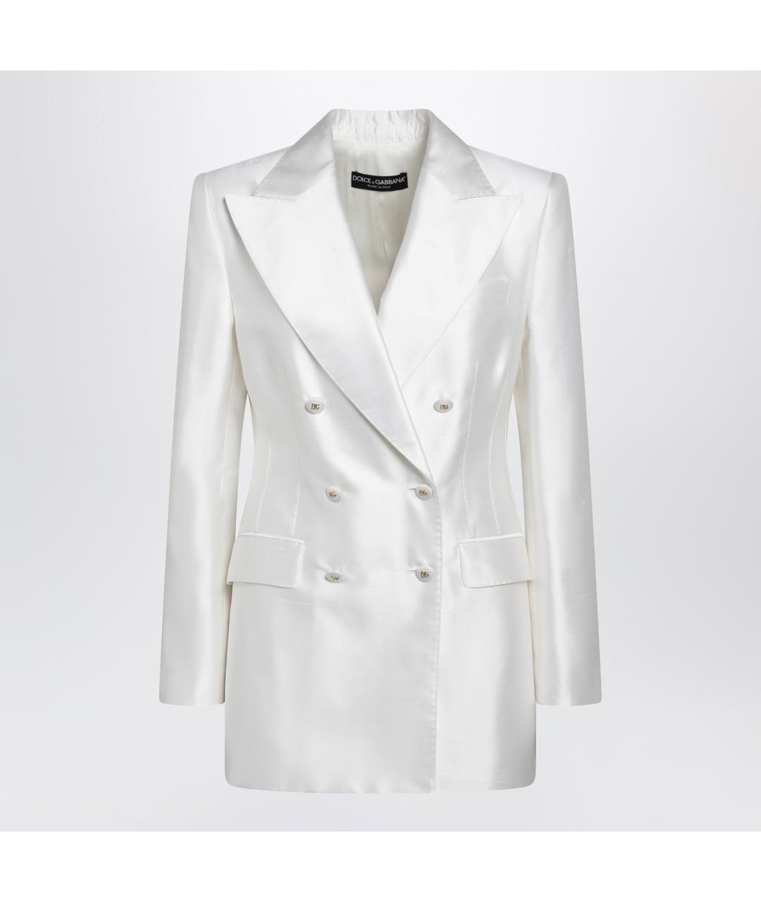 DOLCE&GABBANA Белый шелковый жакет/пиджак, фото 3