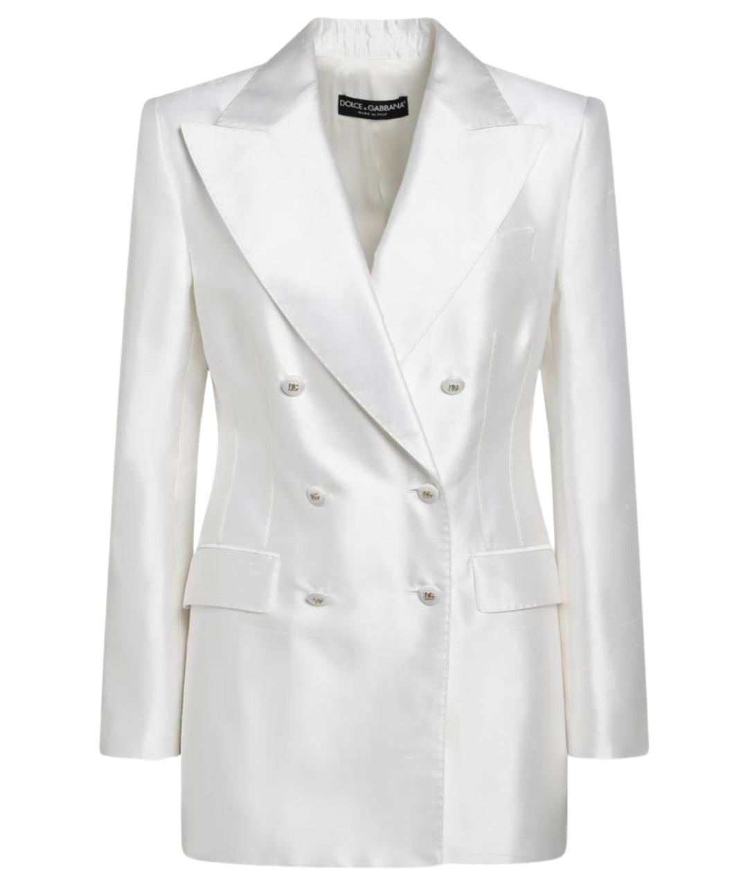 DOLCE&GABBANA Белый шелковый жакет/пиджак, фото 1