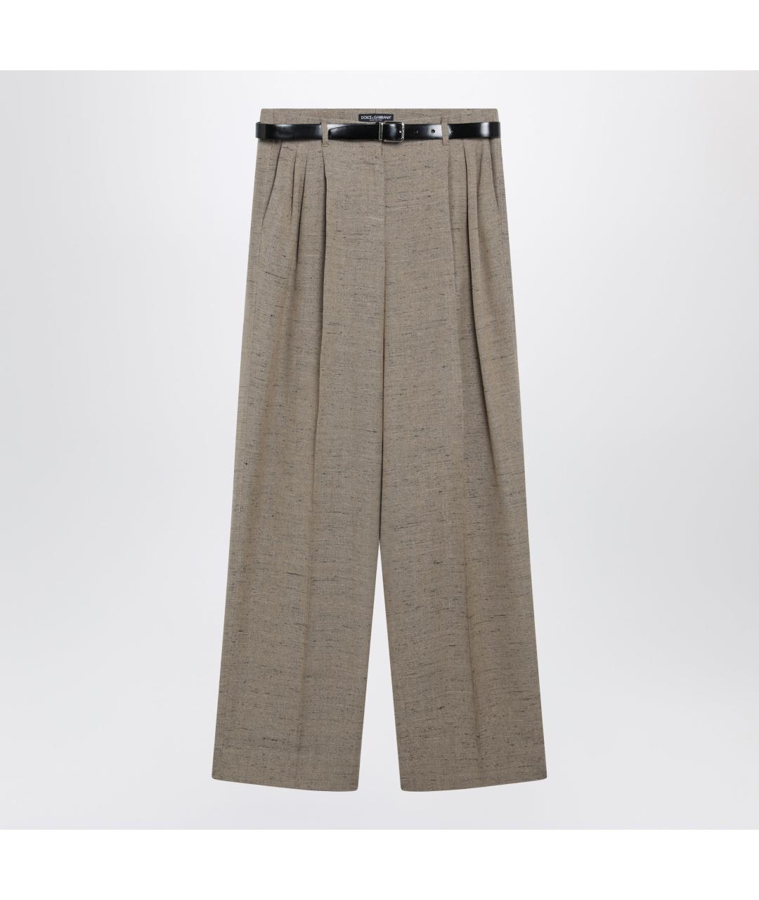 DOLCE&GABBANA Бежевые вискозные прямые брюки, фото 3