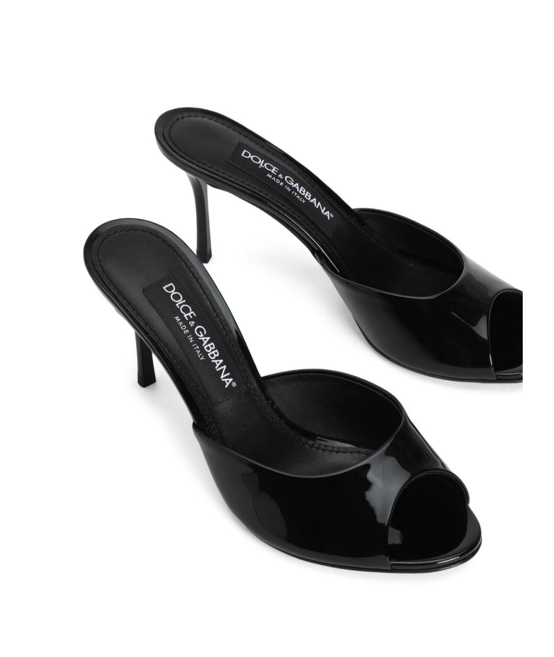 DOLCE&GABBANA Черные кожаные мюли, фото 4