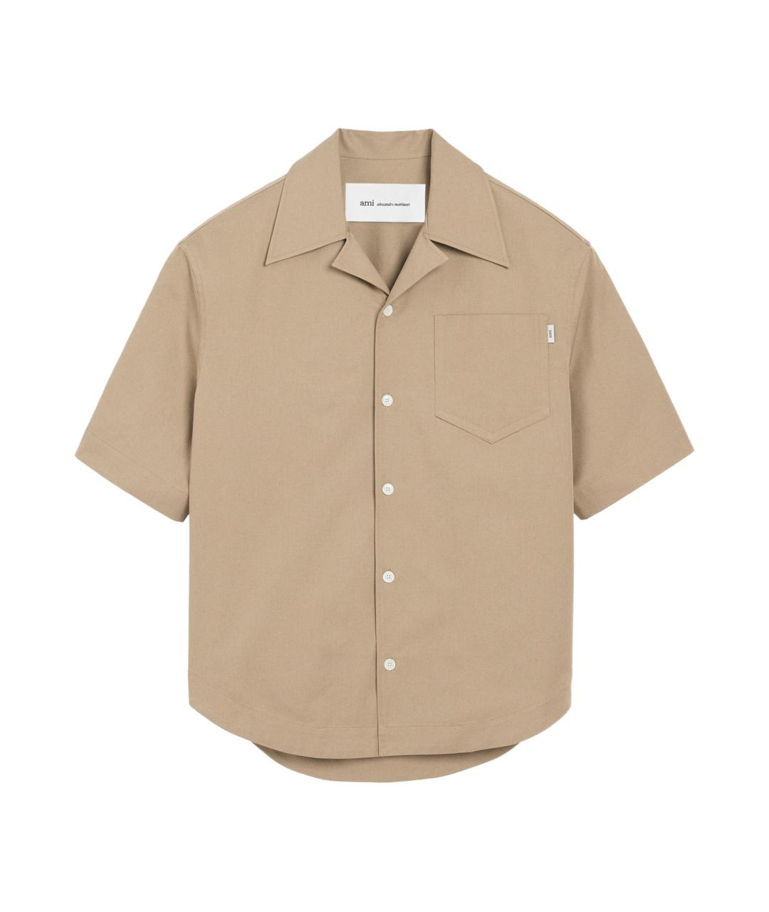 Ami Paris Бежевая хлопковая кэжуал рубашка, фото 1
