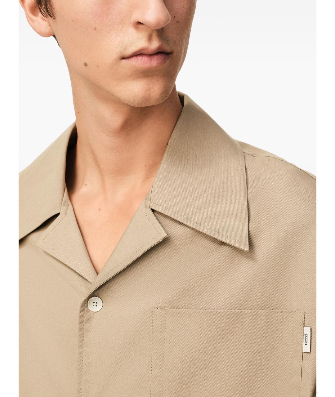 Ami Paris Бежевая хлопковая кэжуал рубашка, фото 3
