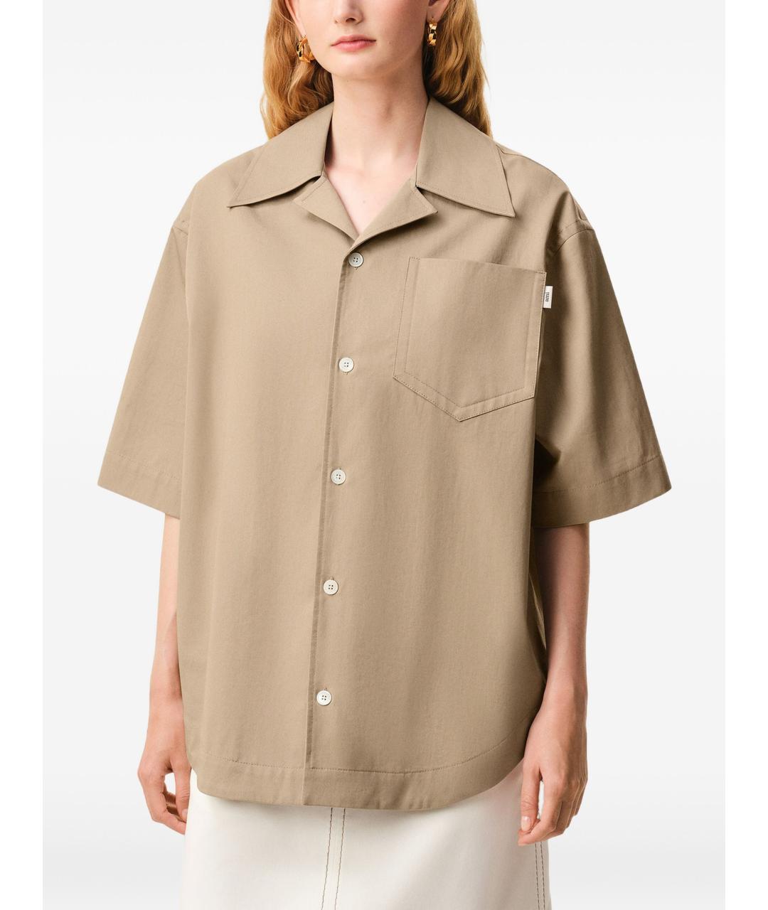 Ami Paris Бежевая хлопковая кэжуал рубашка, фото 2