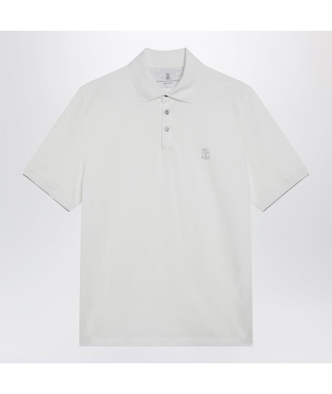 BRUNELLO CUCINELLI Белое хлопковое поло с коротким рукавом, фото 3