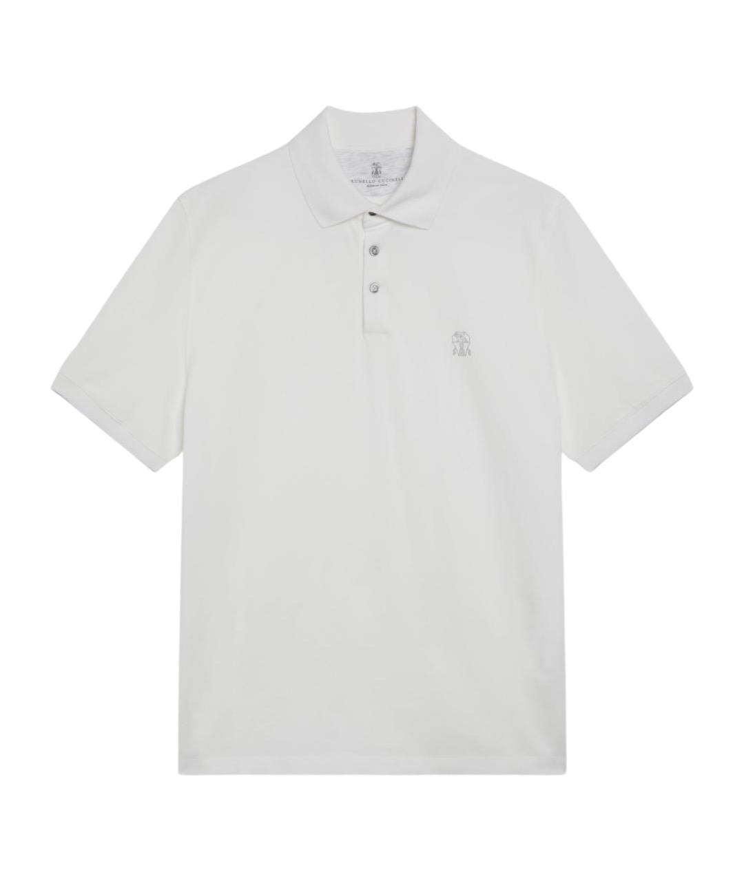 BRUNELLO CUCINELLI Белое хлопковое поло с коротким рукавом, фото 1
