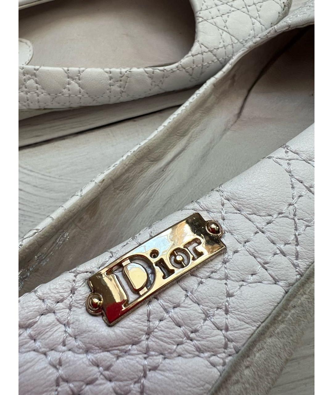 CHRISTIAN DIOR Белые кожаные балетки, фото 4