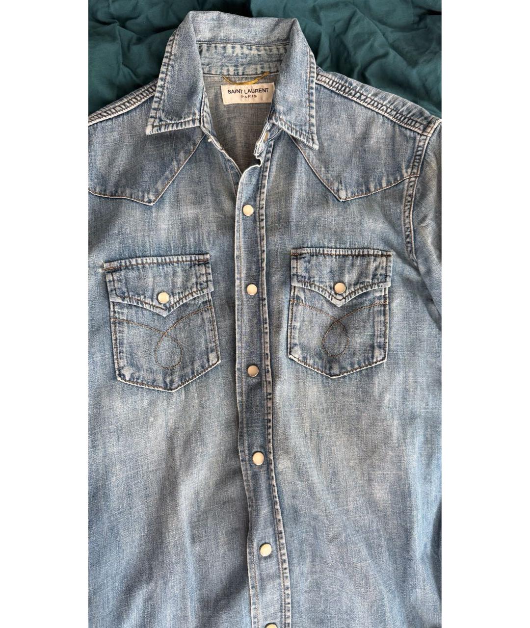 SAINT LAURENT Голубая деним рубашка, фото 4
