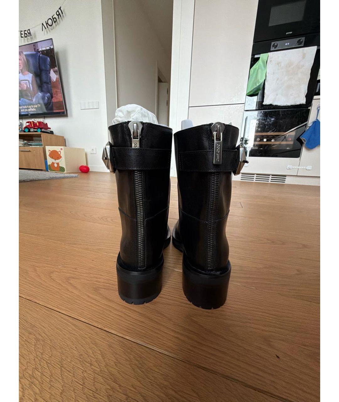 JIMMY CHOO Черные кожаные полусапоги, фото 4