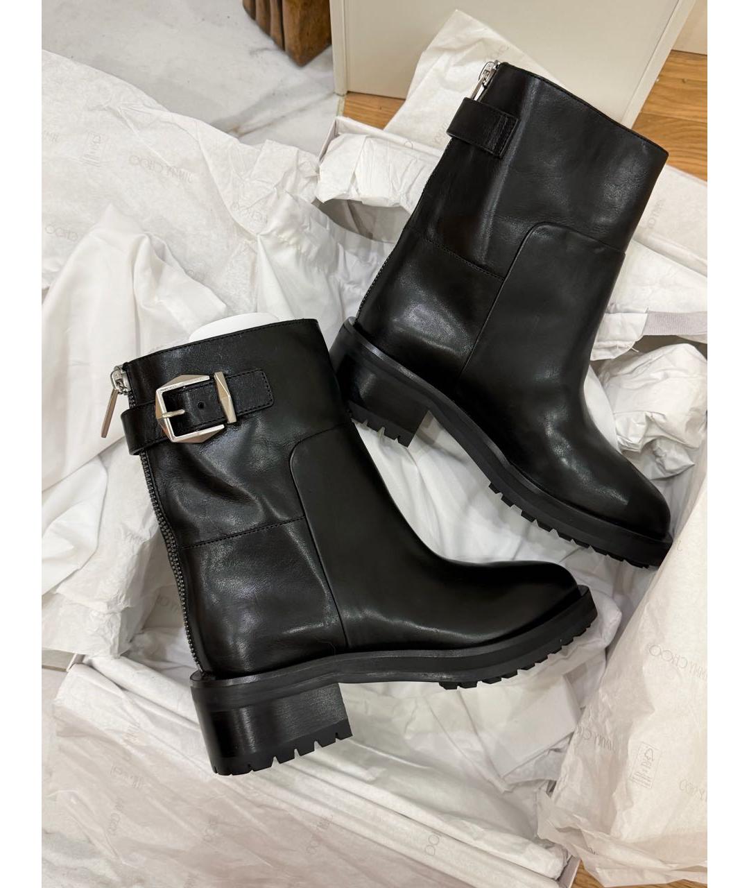 JIMMY CHOO Черные кожаные полусапоги, фото 6