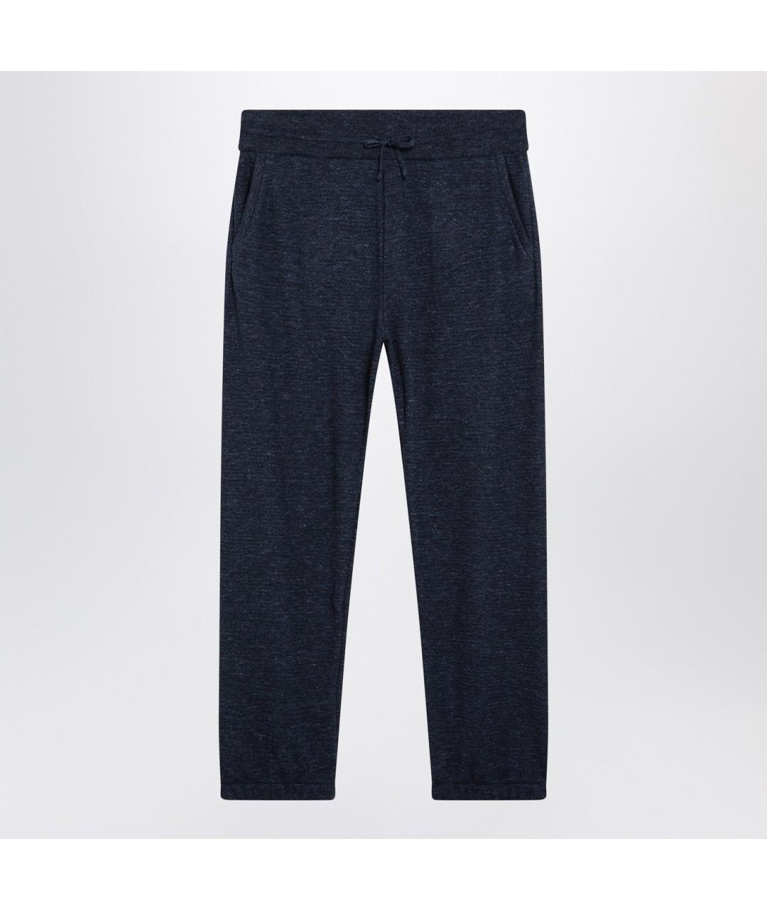 LORO PIANA Синие шерстяные повседневные брюки, фото 3