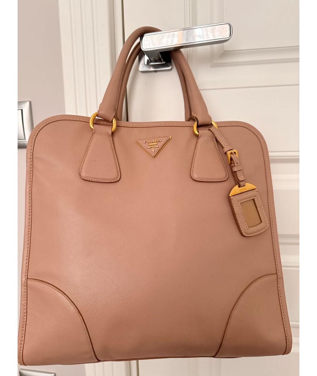 PRADA Бежевая кожаная сумка тоут, фото 5