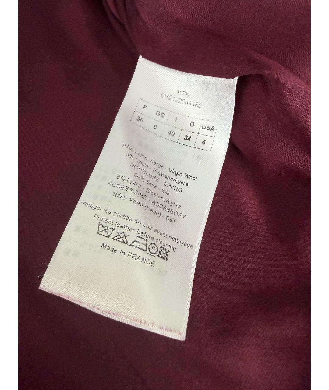 CHRISTIAN DIOR Бордовый шерстяной жакет/пиджак, фото 5