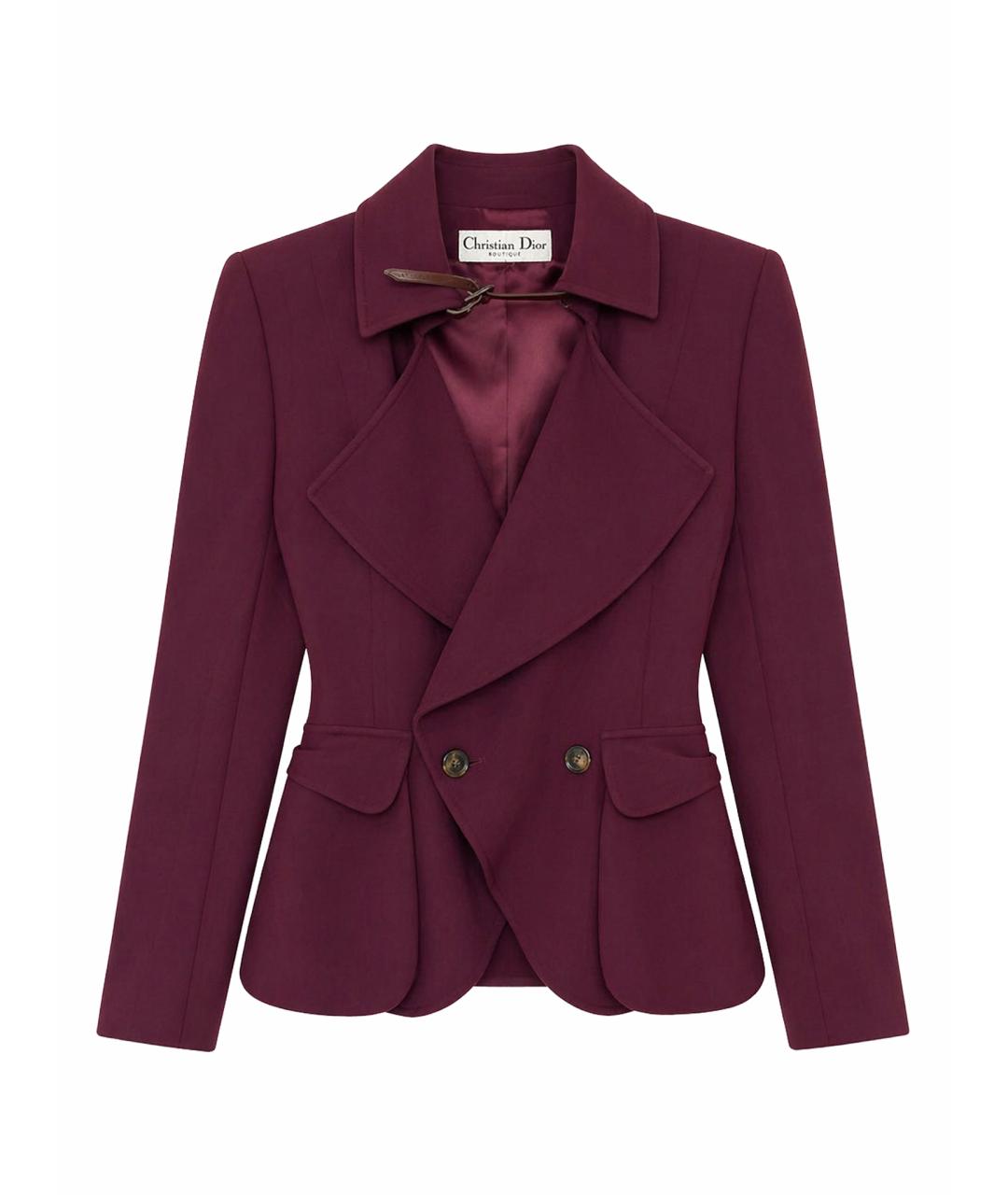CHRISTIAN DIOR Бордовый шерстяной жакет/пиджак, фото 1