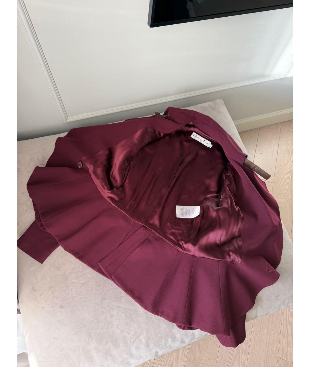 CHRISTIAN DIOR Бордовый шерстяной жакет/пиджак, фото 4