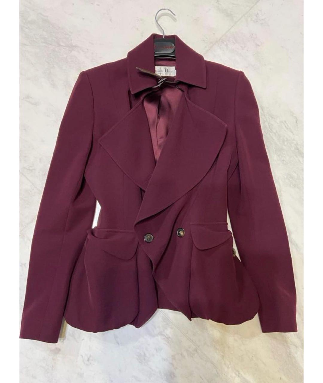 CHRISTIAN DIOR Бордовый шерстяной жакет/пиджак, фото 8
