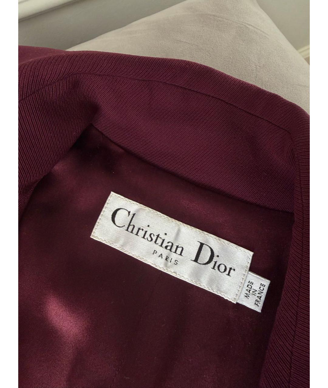 CHRISTIAN DIOR Бордовый шерстяной жакет/пиджак, фото 2
