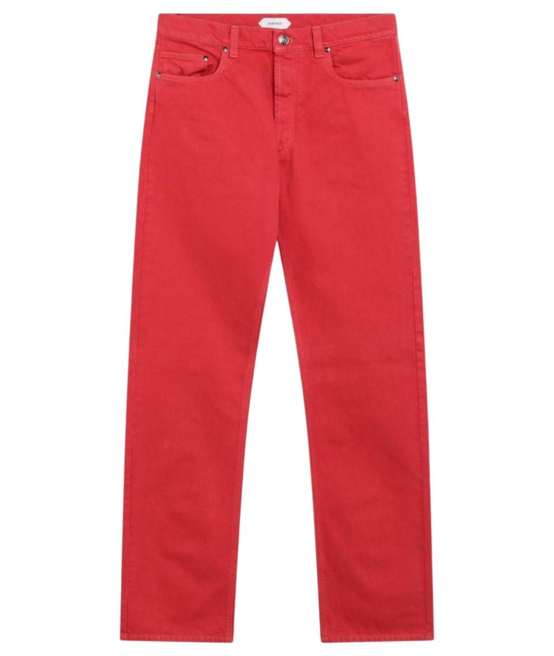 VERSACE Красные хлопковые повседневные брюки, фото 1
