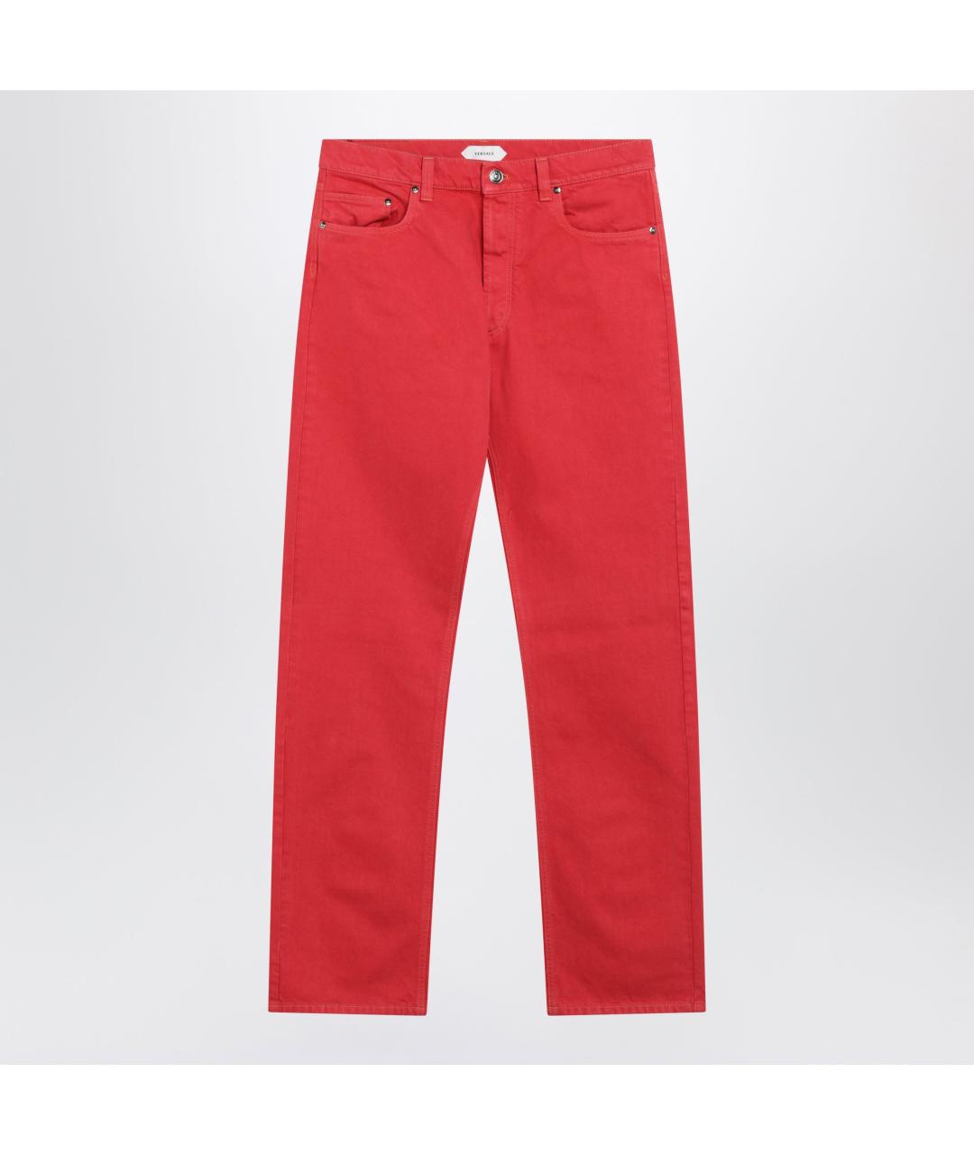 VERSACE Красные хлопковые повседневные брюки, фото 2