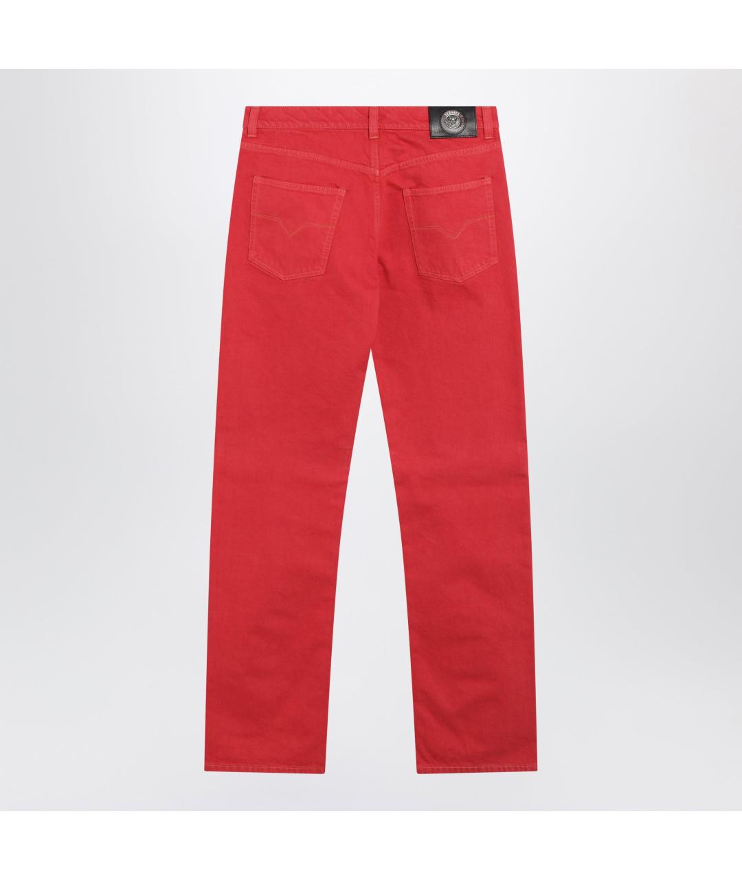 VERSACE Красные хлопковые повседневные брюки, фото 3
