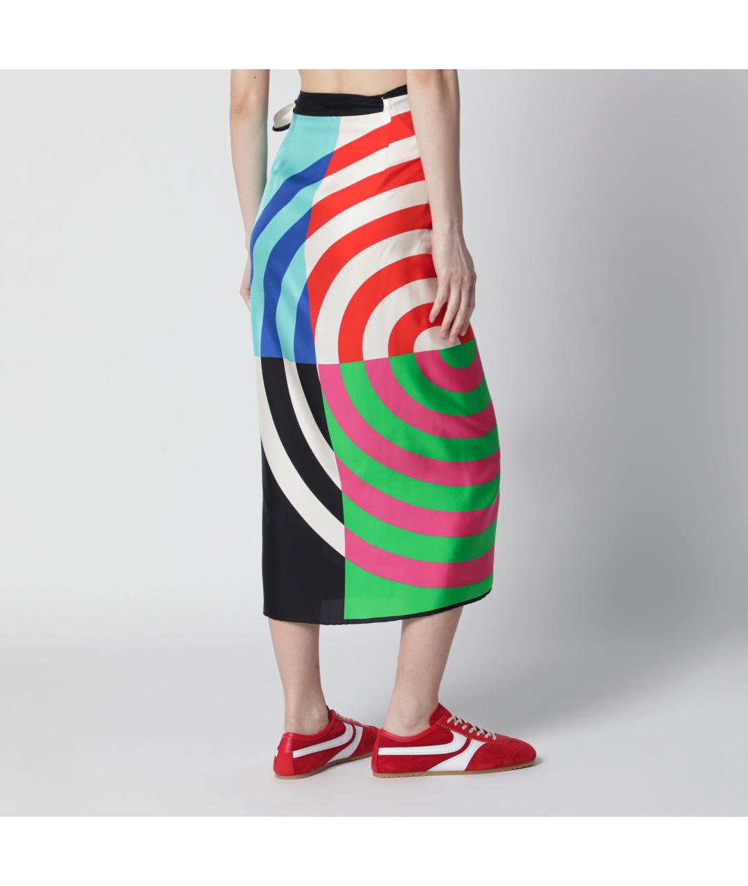 DRIES VAN NOTEN Мульти шелковая юбка миди, фото 2